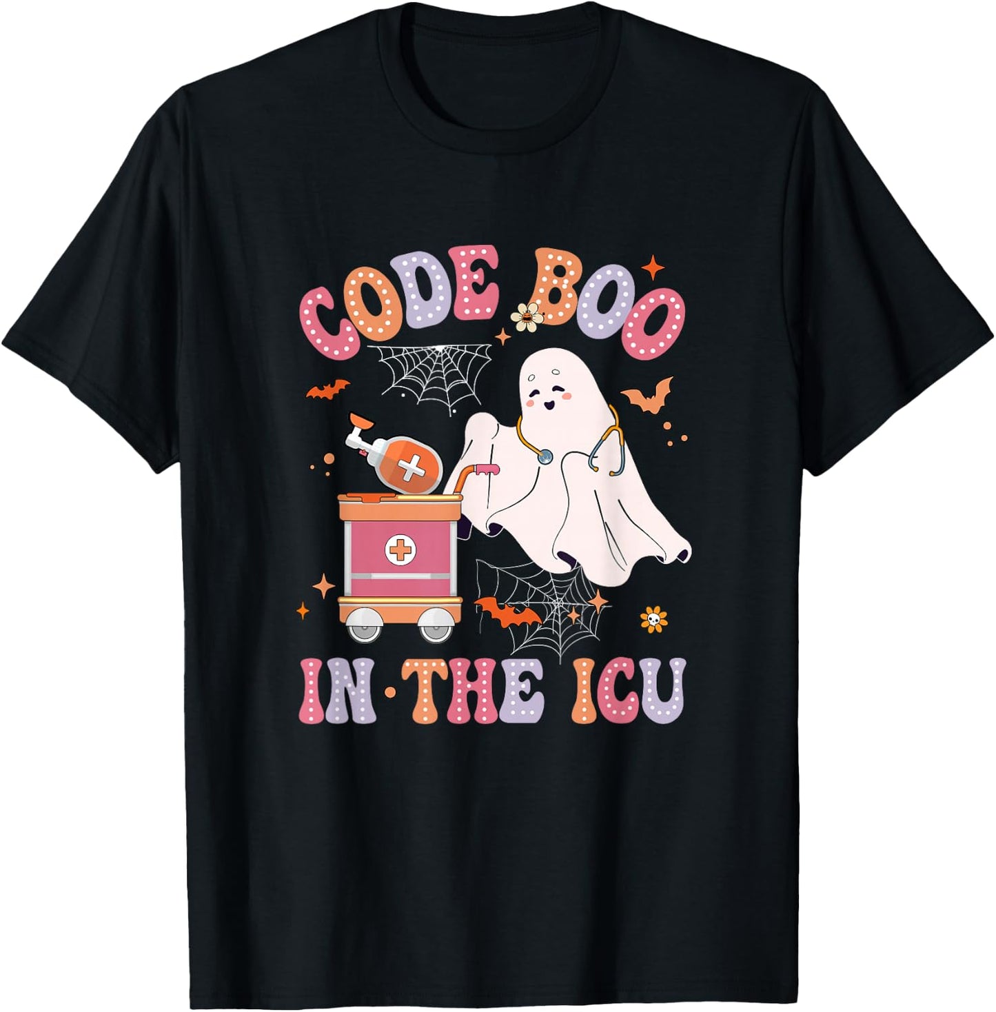 Ghost Code Boo In The Icu Nursing Nurse Halloween Costume T-Shirt - T-Shirt | Black