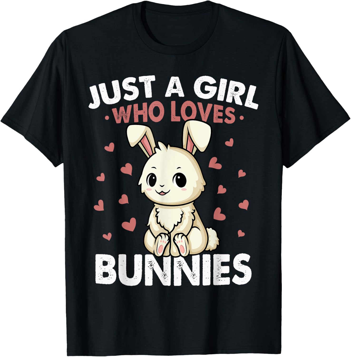 Just a Girl who loves Bunnies Shirt Kids Girls Rabbit Bunny T-Shirt - T-Shirt | Black