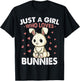 Just a Girl who loves Bunnies Shirt Kids Girls Rabbit Bunny T-Shirt - T-Shirt | Black