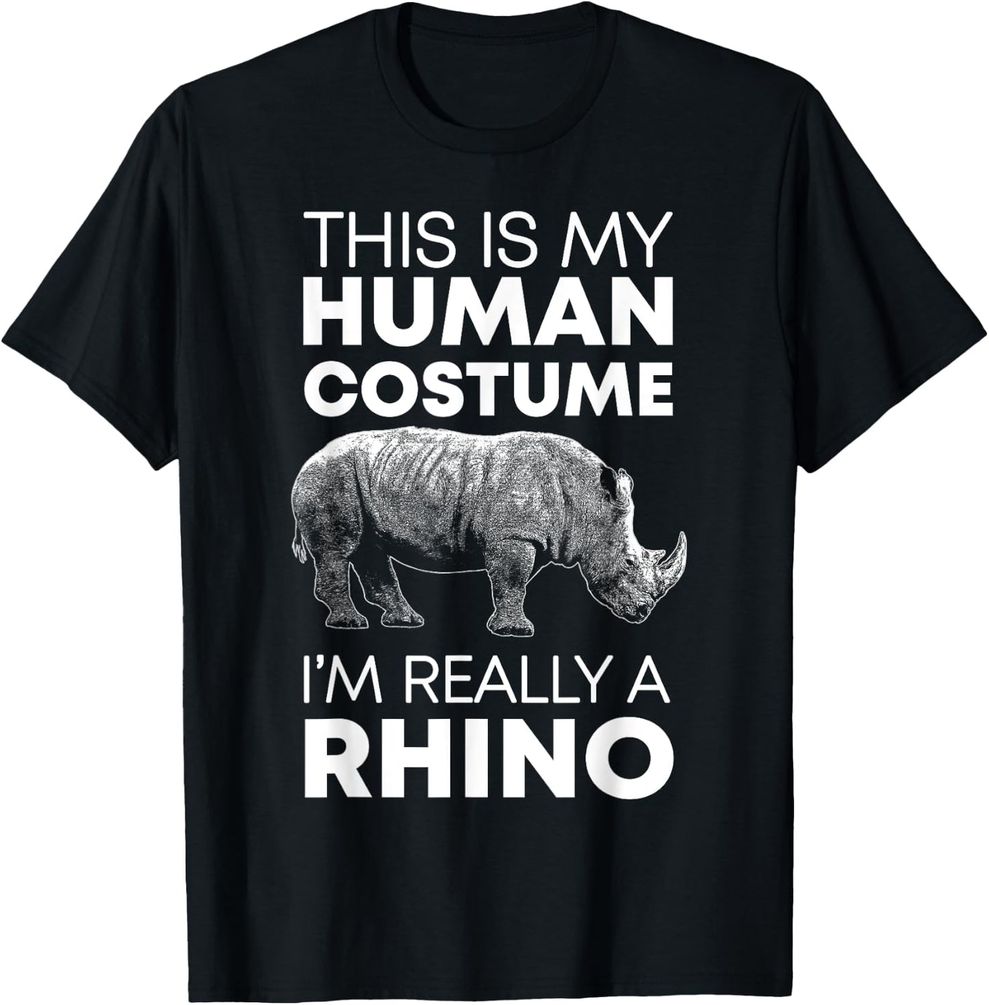 Funny Human Costume Rhino Vintage Rhinoceros Love T-Shirt - T-Shirt | Black