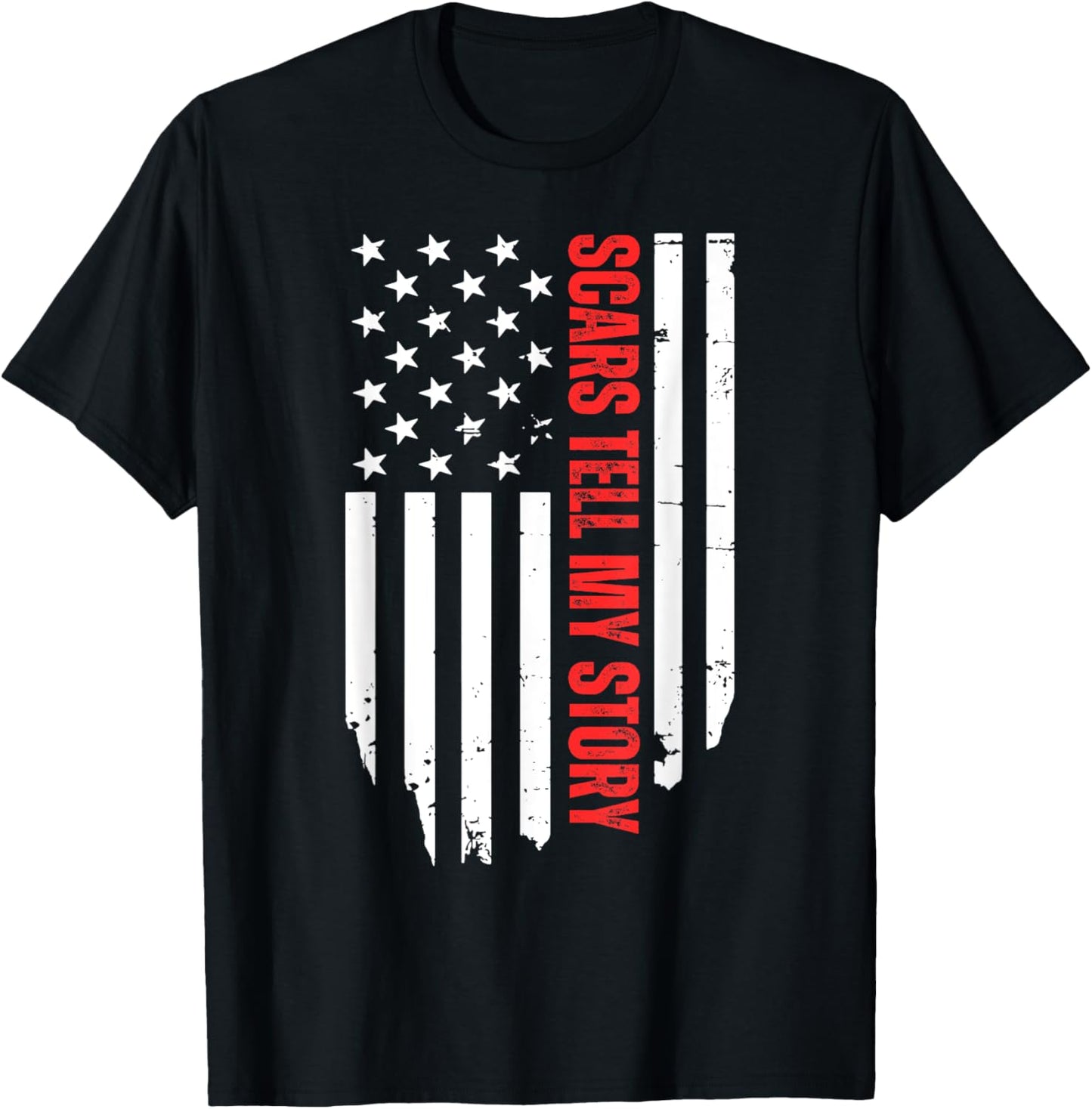 Burn Survivor United States Flag Scars and Stripes T-Shirt - T-Shirt | Black