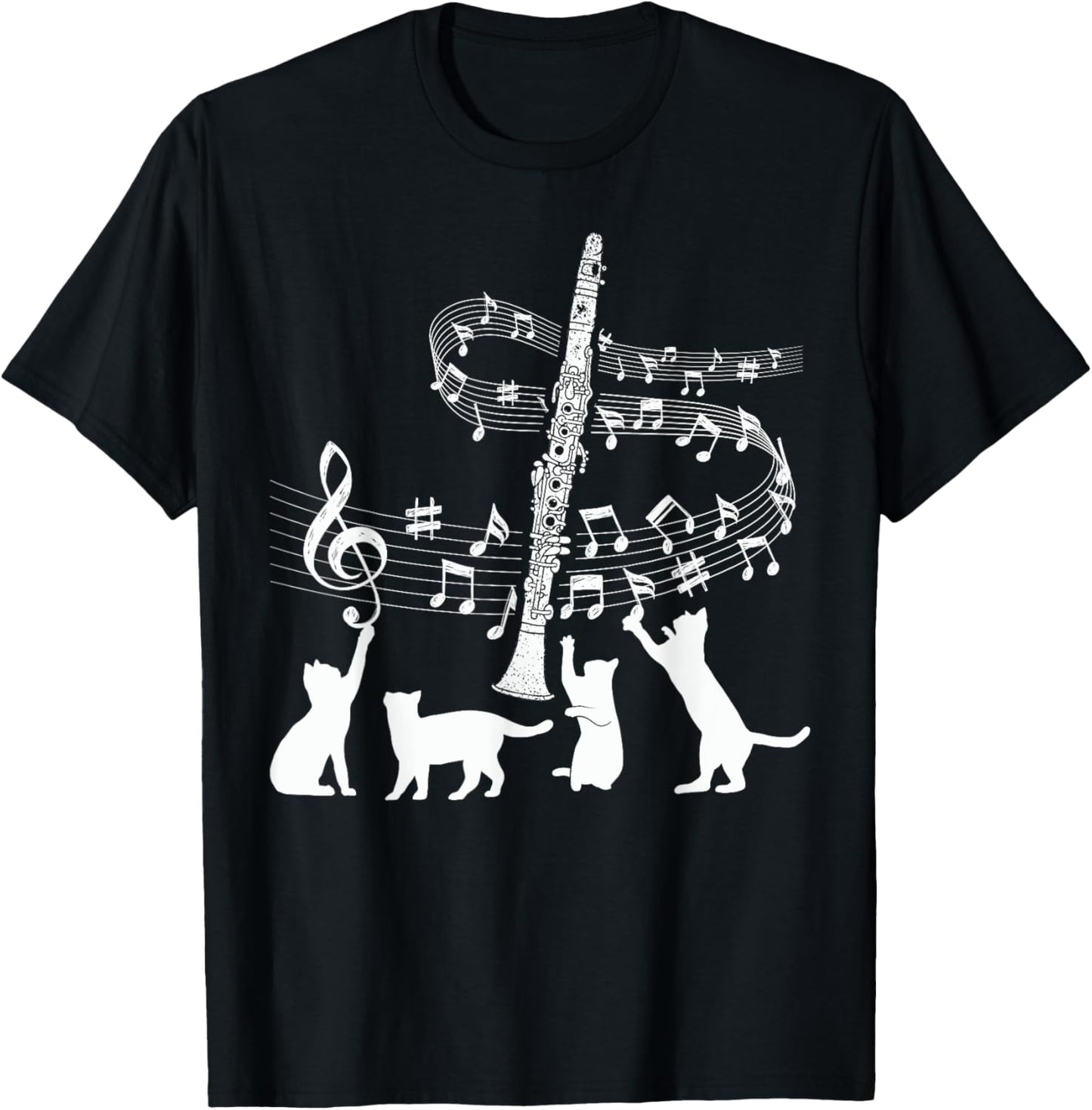 Clarinetist Cats Lover Clarinet Player Expert Musician Music T-Shirt - T-Shirt | Black