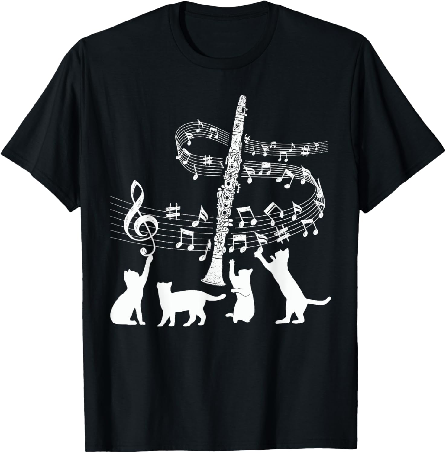 Clarinetist Cats Lover Clarinet Player Expert Musician Music T-Shirt - T-Shirt | Black
