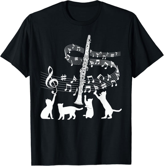 Clarinetist Cats Lover Clarinet Player Expert Musician Music T-Shirt - T-Shirt | Black