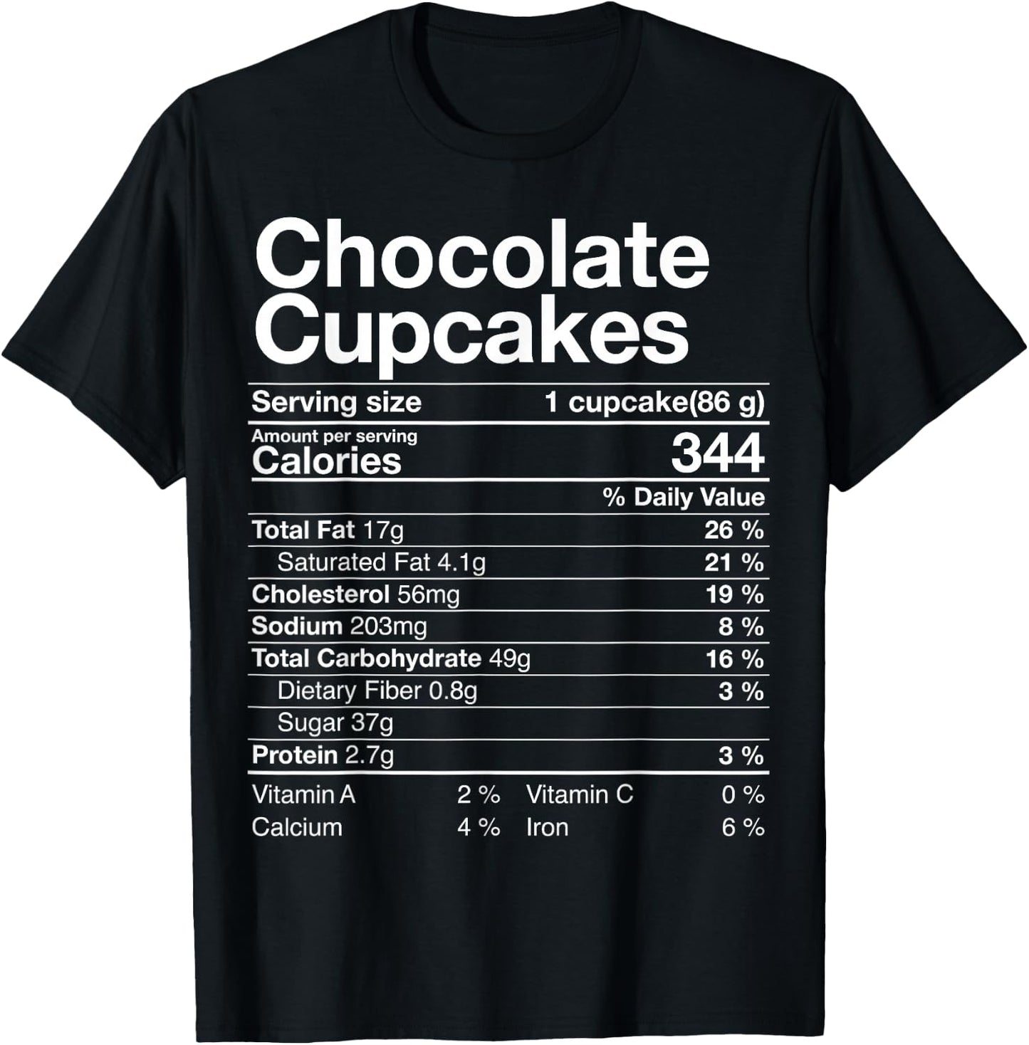 Chocolate Cupcakes Nutrition Fact Thanksgiving Dinner Gift T-Shirt - T-Shirt | Black