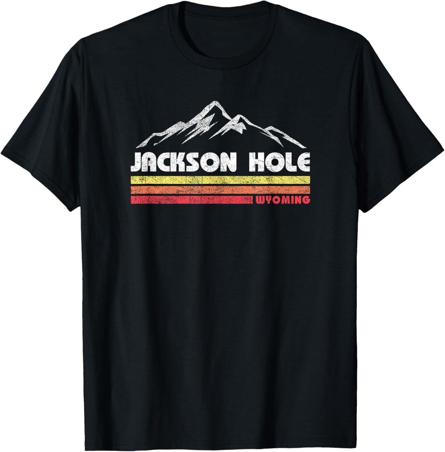 Vintage Jackson Hole Wyoming Mountain Retro T-Shirt - T-Shirt | Black