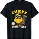 Chicks with Sticks Golfer Girl Woman Golf Club Golfing T-Shirt - T-Shirt | Black