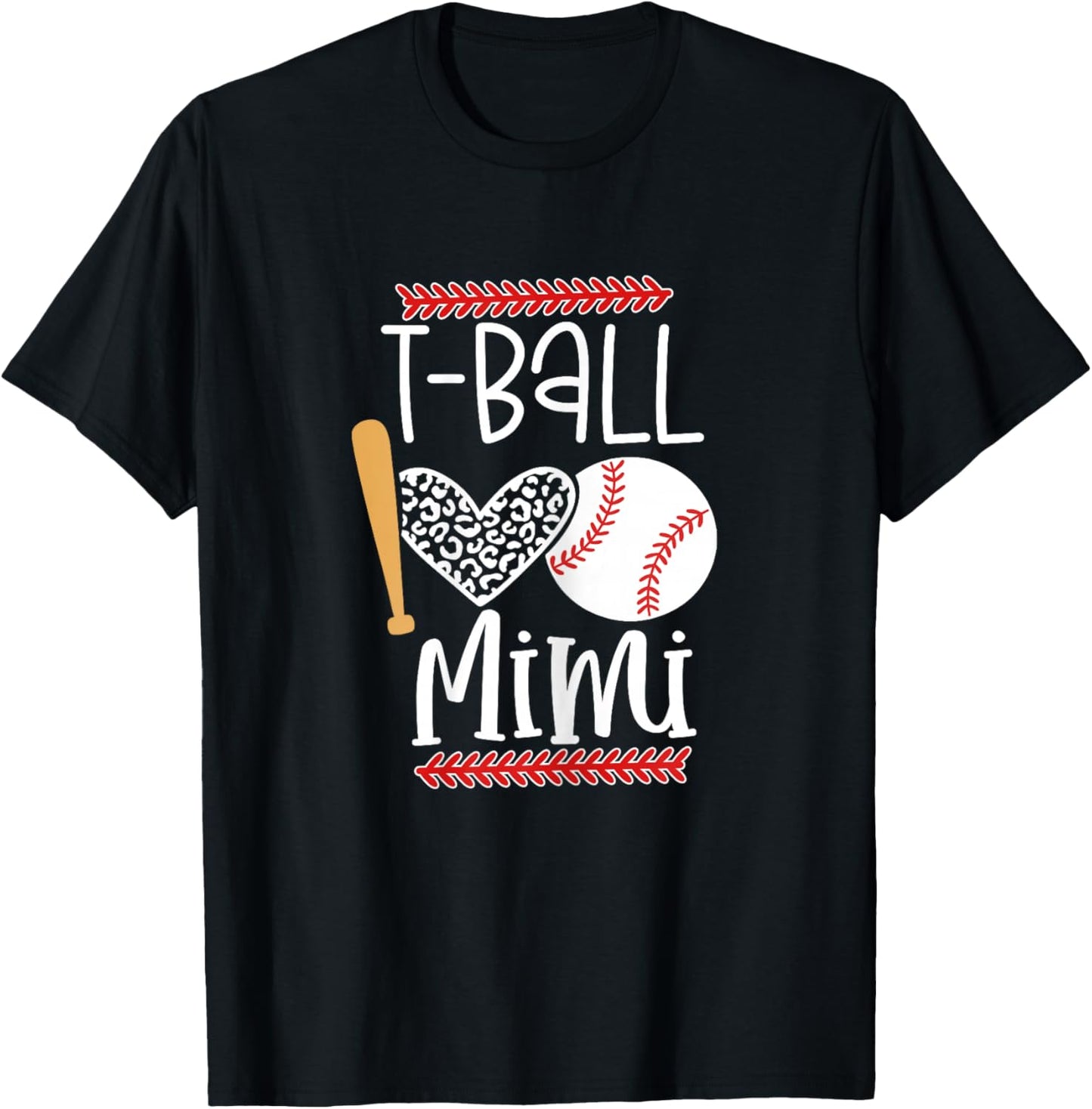 Proud T-Ball Mimi Baseball Grandma Gift Grandsons Game Day T-Shirt - T-Shirt | Black
