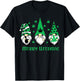 Merry Weedmas Gnomes Stoner Christmas Cannabis Marijuana T-Shirt - T-Shirt | Black
