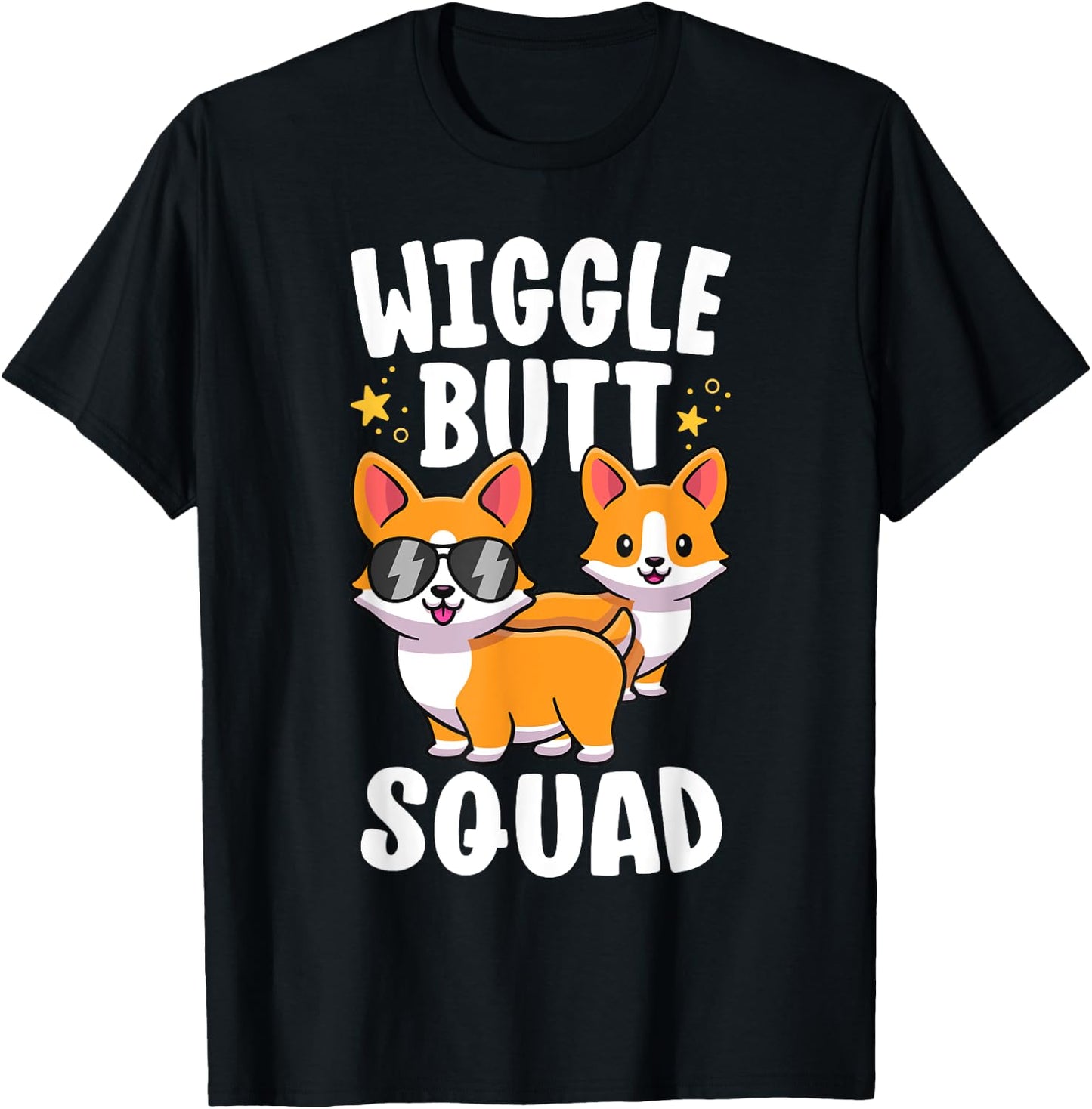 Funny Corgi Shirt For Kids Women Wiggle Butt Squad Crew T-Shirt - T-Shirt | Black