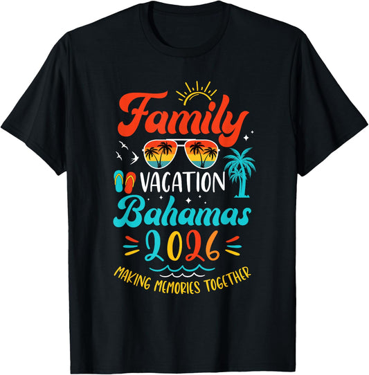 Family Vacation 2026 Bahamas Matching Summer Vacation T-Shirt - T-Shirt | Black