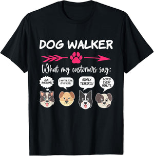 Hilarious Dog Walker Gifts Pups Funny Dog Walking Pet Sitter Men Women Girls Kids T-Shirt - T-Shirt | Black