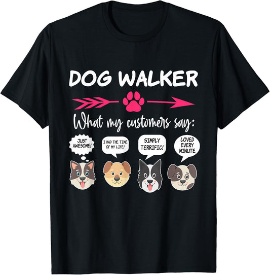 Hilarious Dog Walker Gifts Pups Funny Dog Walking Pet Sitter Men Women Girls Kids T-Shirt - T-Shirt | Black