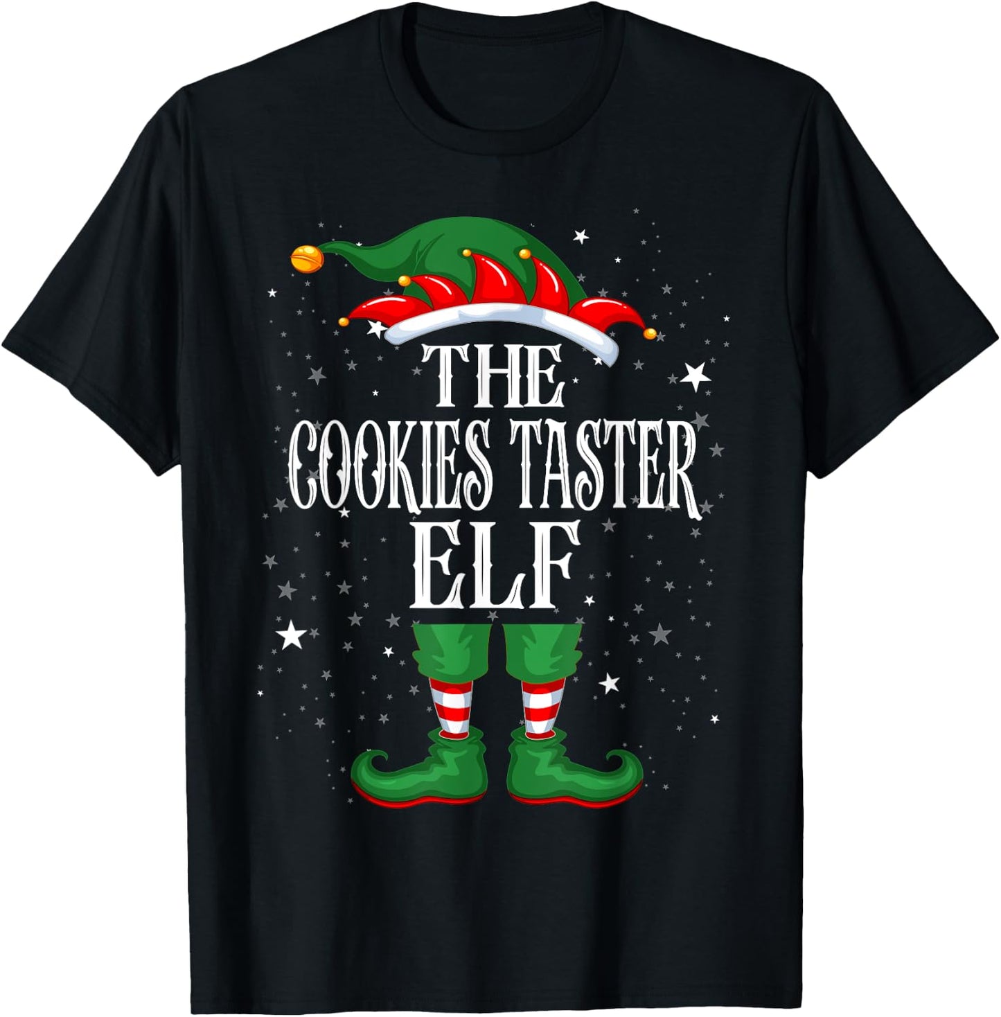 Christmas Elf Matching Family Group Funny Cookies Taster Elf T-Shirt - T-Shirt | Black