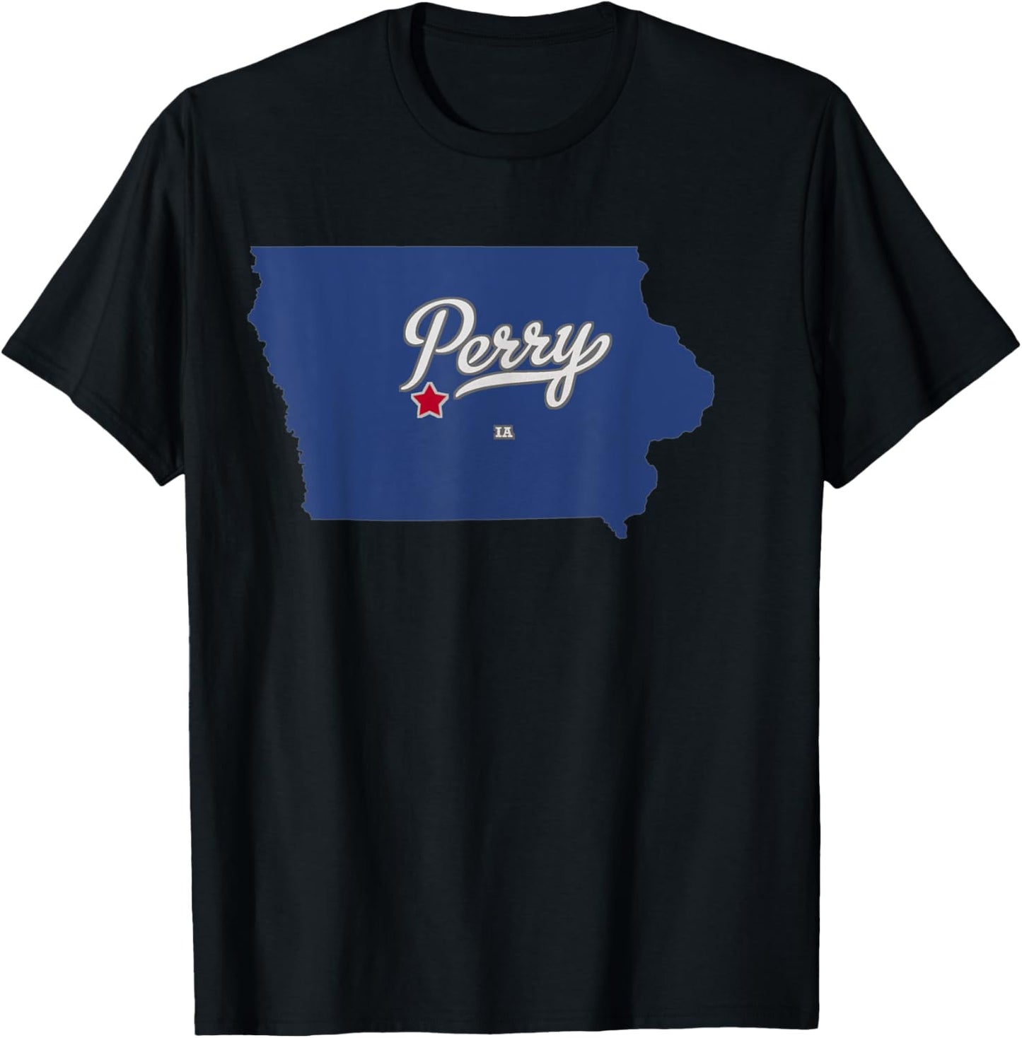 Perry Iowa IA Map T-Shirt - T-Shirt | Black