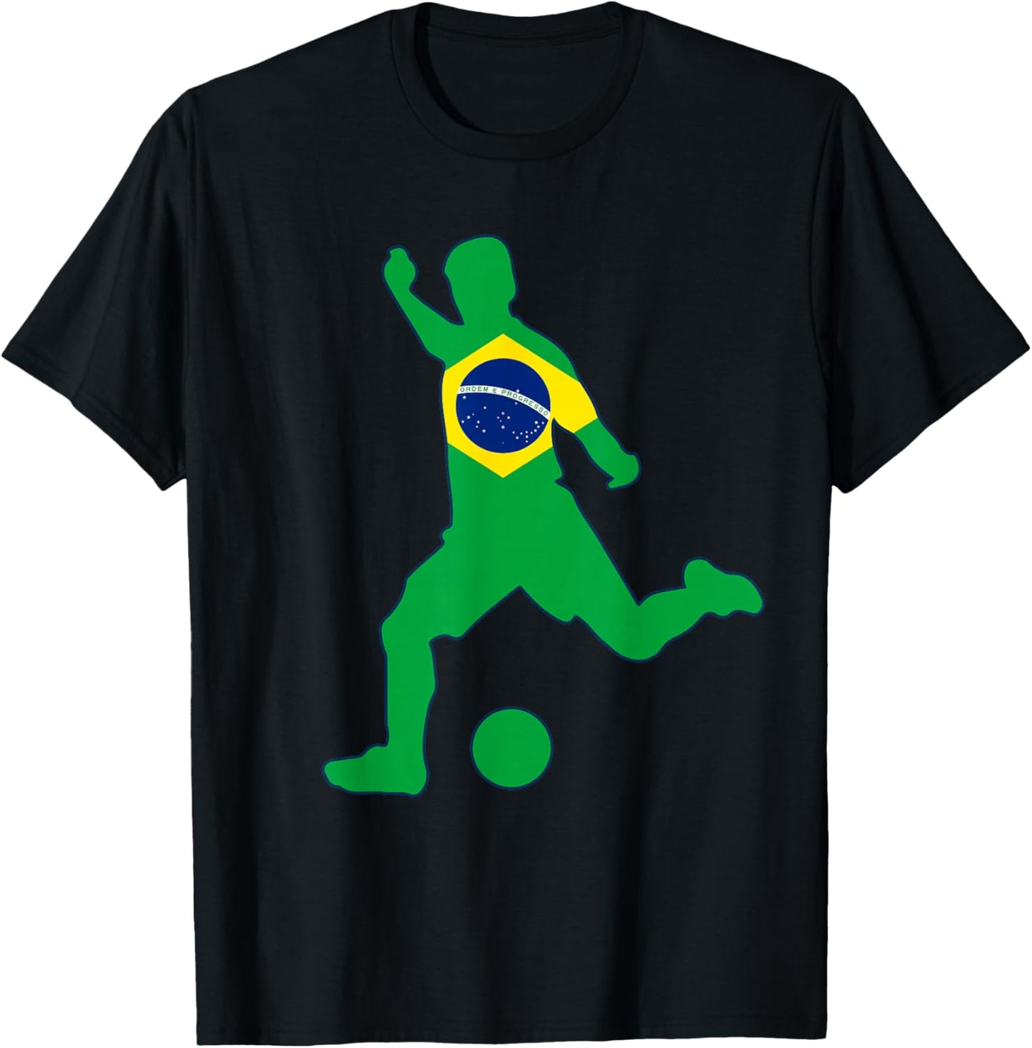 Brazil Flag Soccer Player Brasil Futbol Brazilian Football T-Shirt - T-Shirt | Black