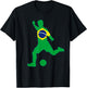 Brazil Flag Soccer Player Brasil Futbol Brazilian Football T-Shirt - T-Shirt | Black