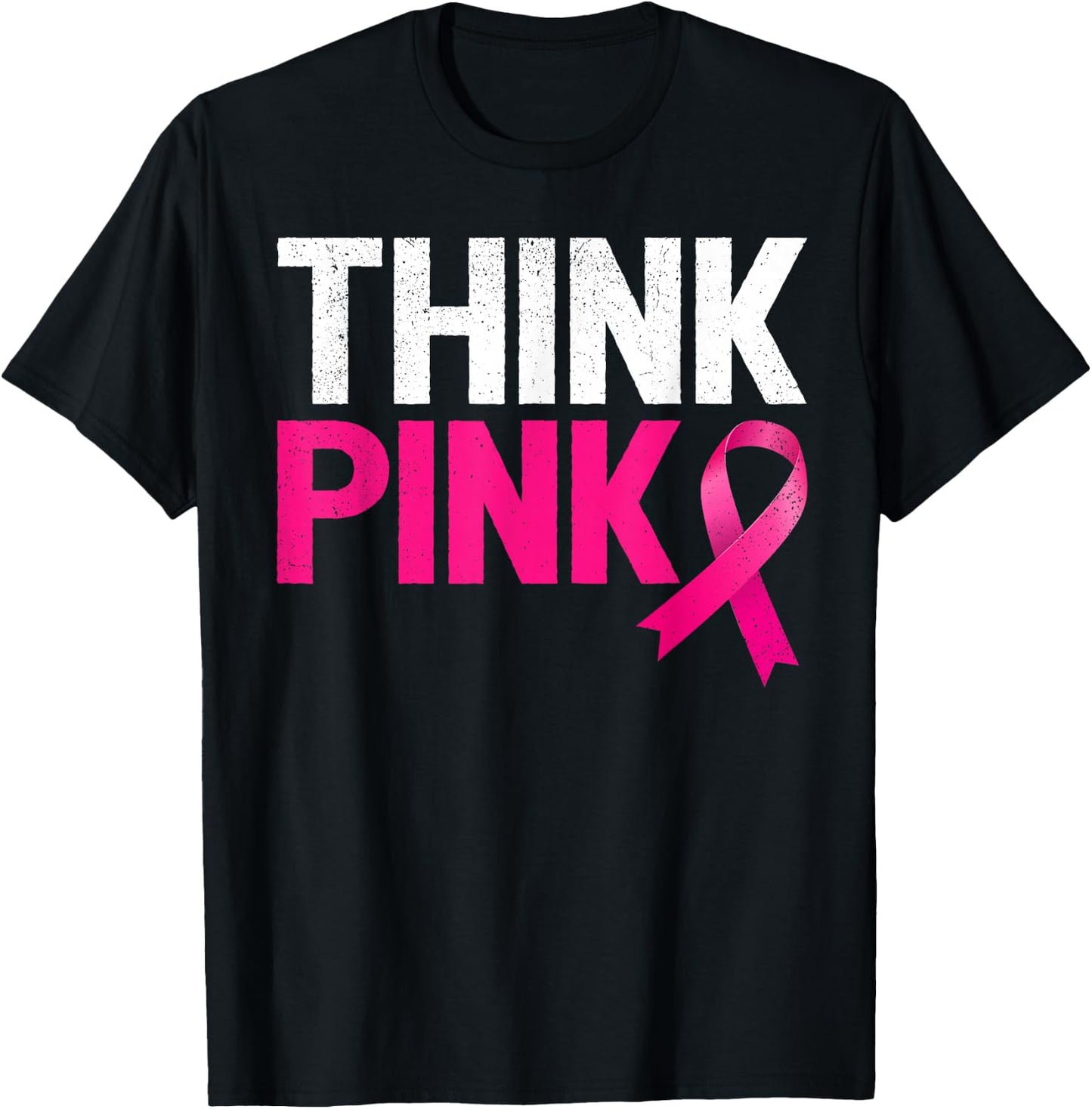 Pink Ribbon Warrior Think Pink Breast Cancer Awareness T-Shirt - T-Shirt | Black