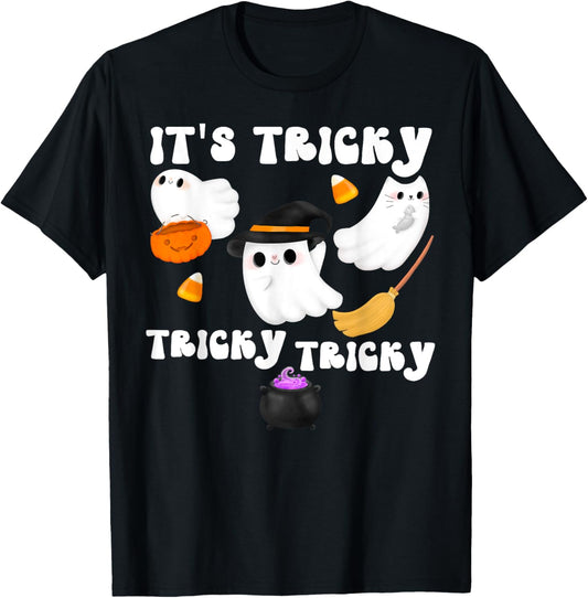 Its Tricky Halloween Shirt,It's Tricky Tricky Tricky Ghost T-Shirt - T-Shirt | Black