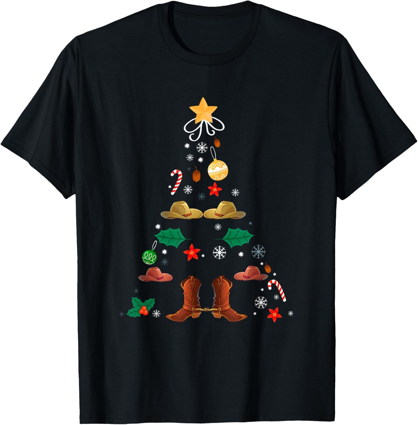 Christmas Tree Christmas New Year Line Dance Xmas Winter T-Shirt - T-Shirt | Black