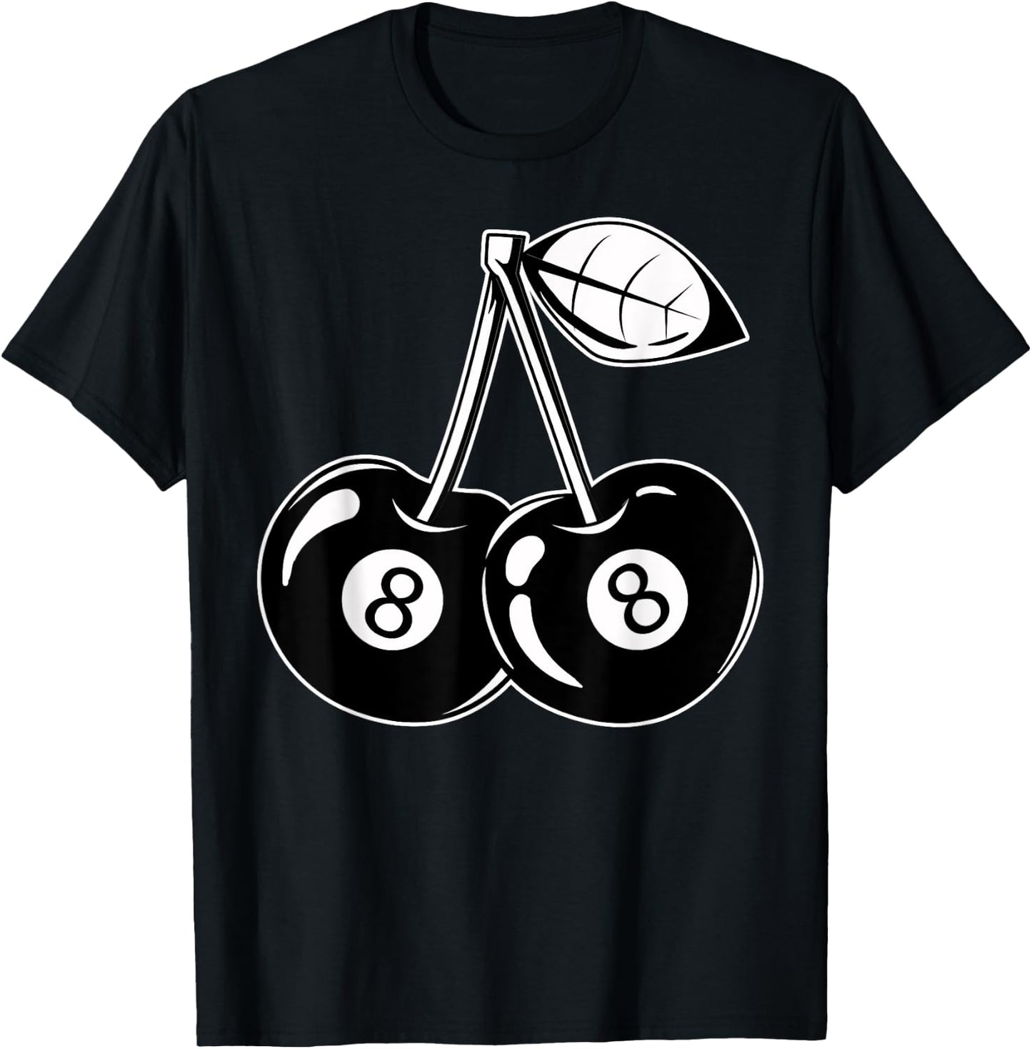 Lucky 8 Ball Black Cherry Lover Y2K Aesthetic Pool Billiard T-Shirt - T-Shirt | Black
