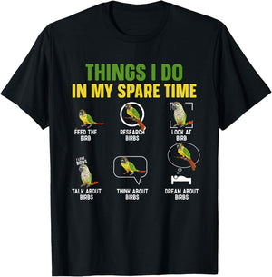 Green Cheek Conure Things I Do In My Spare Time Conure T-Shirt - T-Shirt | Black