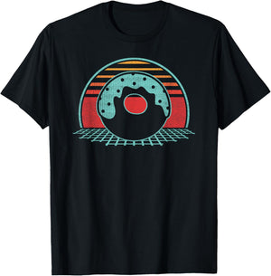 Donut Retro Doughnut Vintage 80s Style Gift T-Shirt - T-Shirt | Black