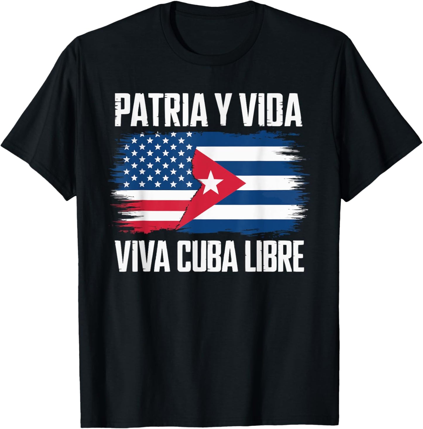 Half Cuban Half American Country USA Flag Cuba America T-Shirt - T-Shirt | Black