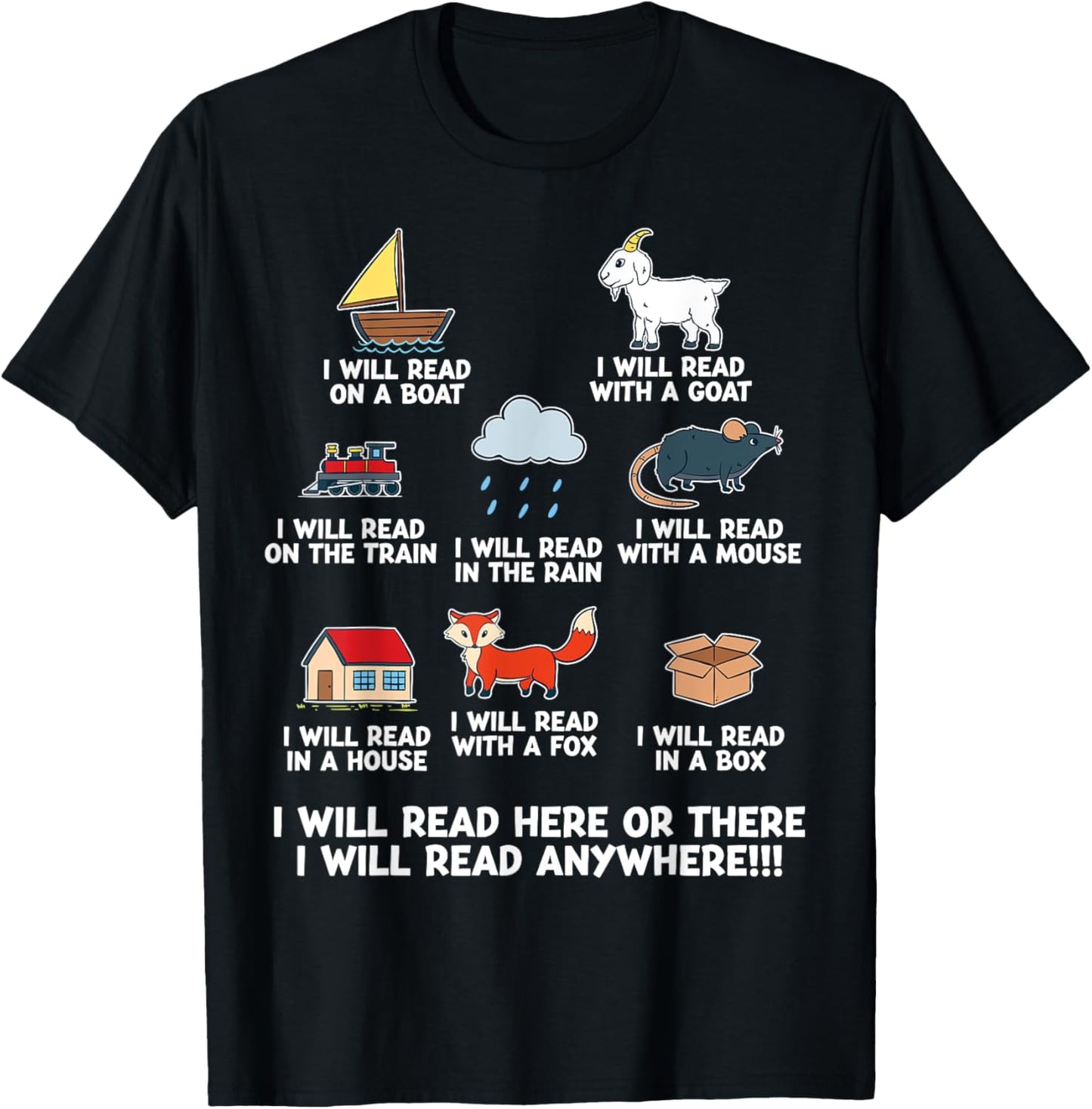 I Will Read Books On A Boat And Everywhere Reading T-Shirt - T-Shirt | Black
