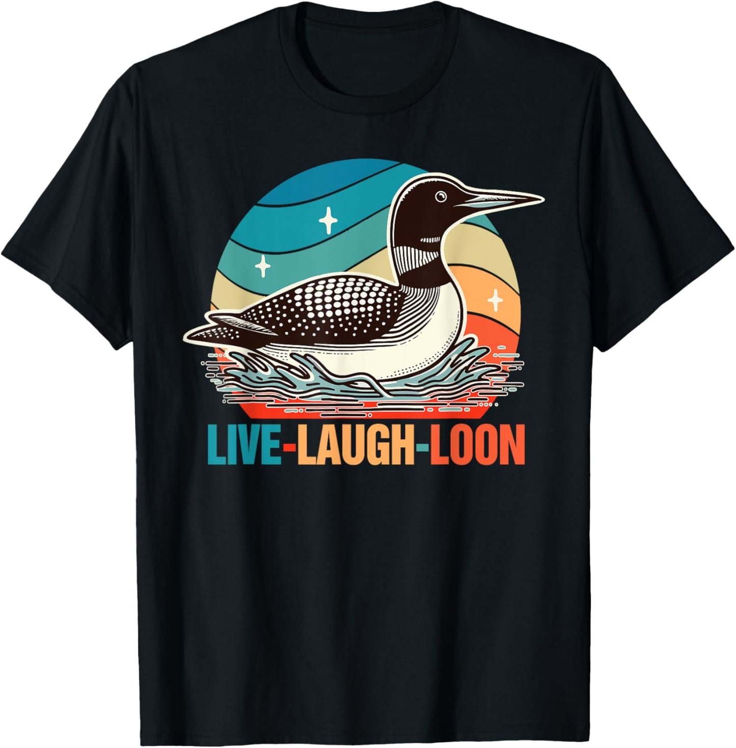 Funny Birds Mom Retro Vintage Outfits Common Loon Bird Lover Bird Watching Lives Laugh Loon , Small, Black T-Shirt - T-Shirt | Black