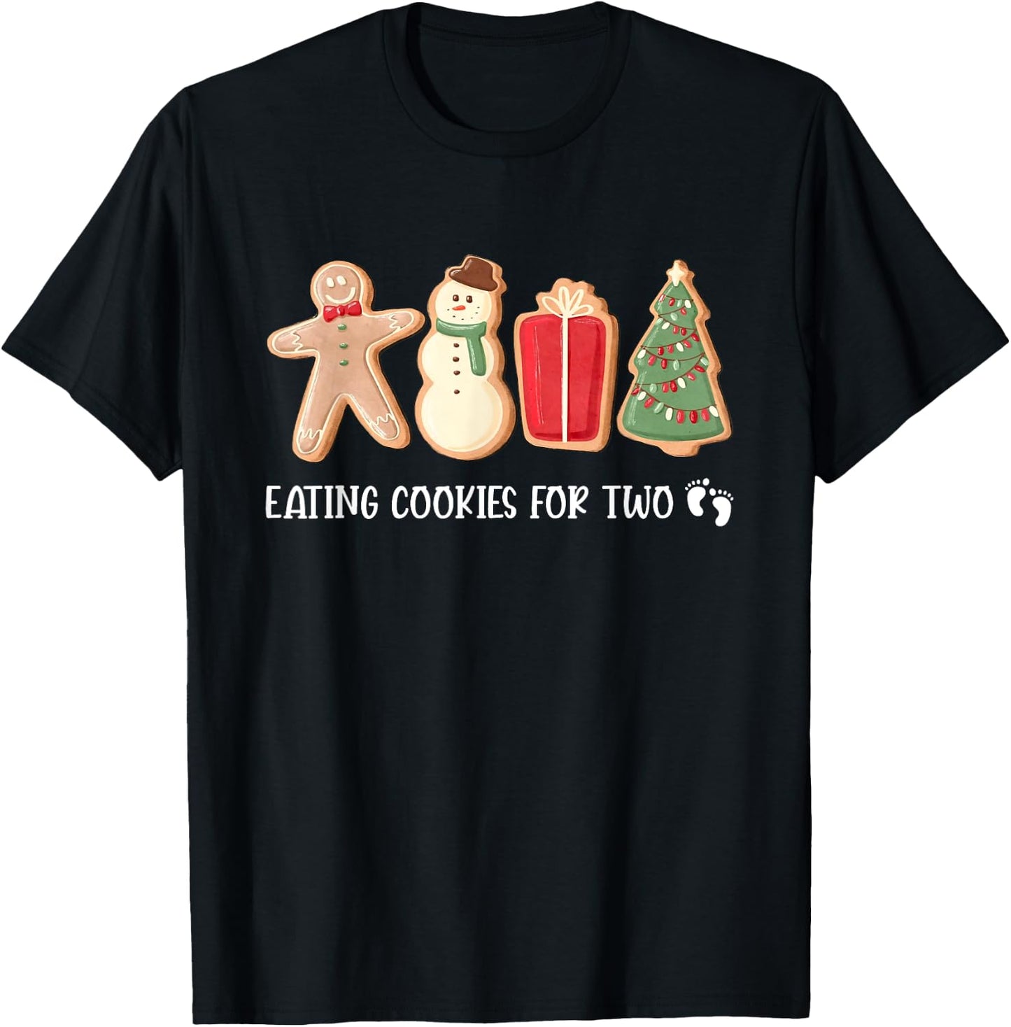 Eating Cookies For Two, New Baby Announcement T-Shirt - T-Shirt | Black