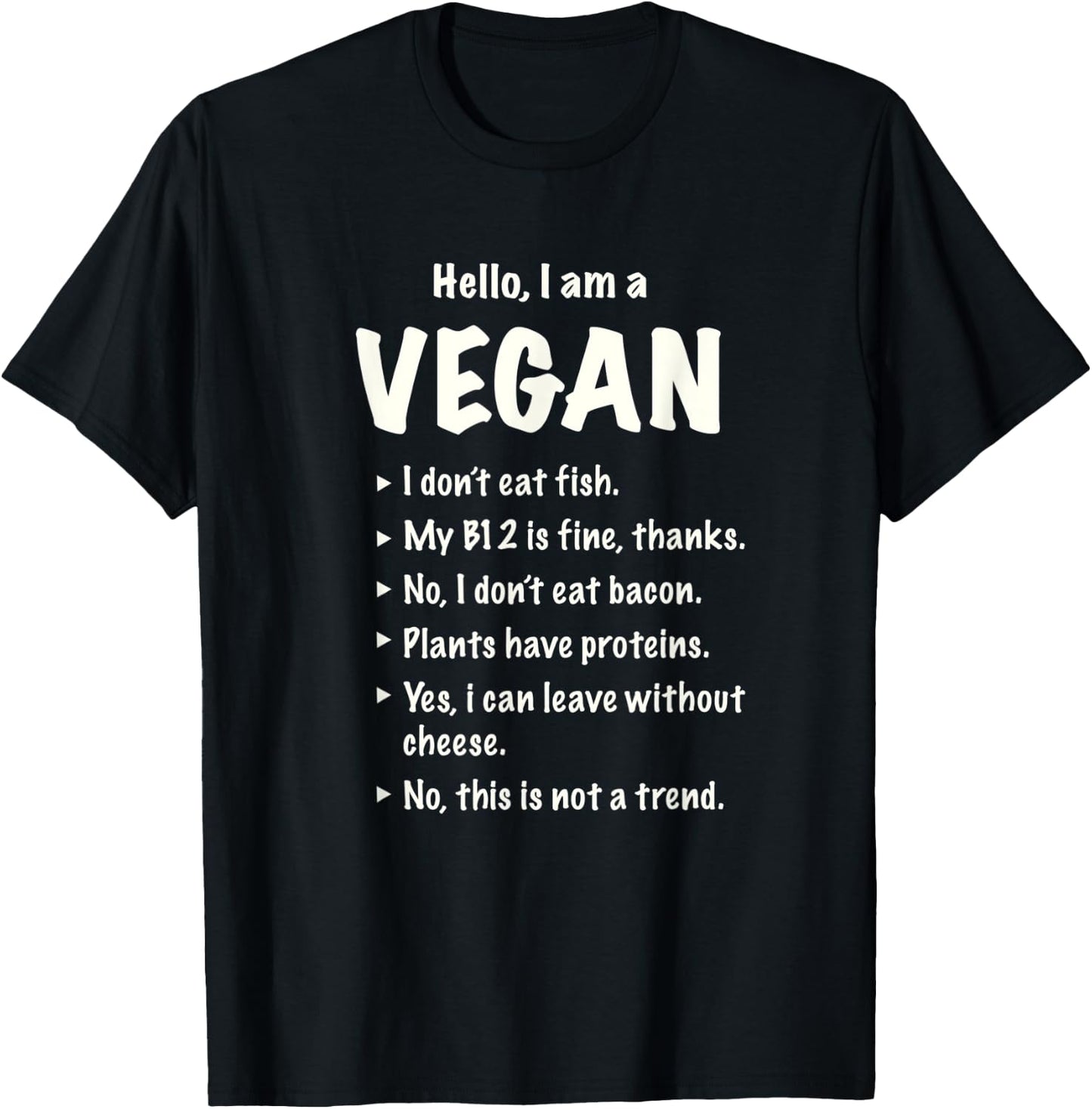 Hello, I'm Vegan | Funny Vegetarian Gift T-Shirt - T-Shirt | Black