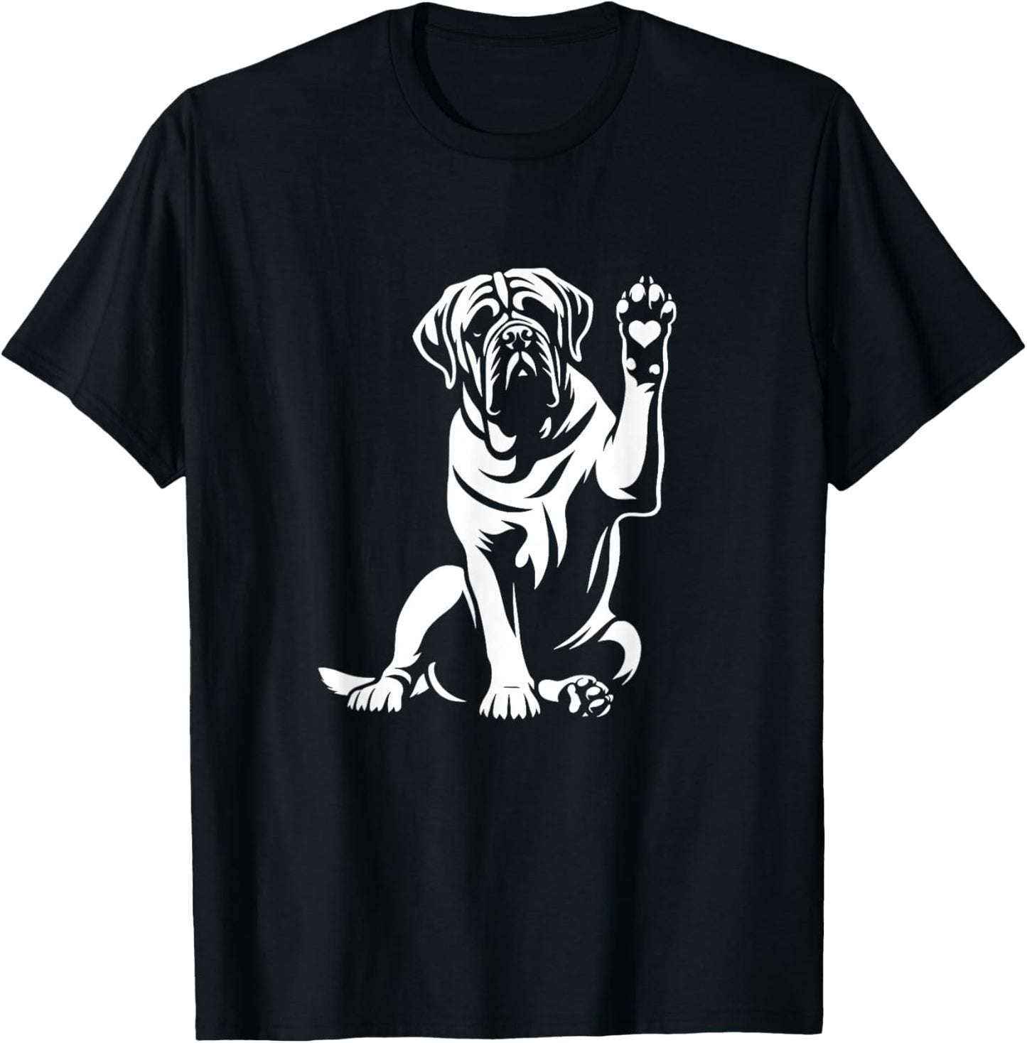 English Mastiff Love Dog Paw Heart Graphic Design T-Shirt - T-Shirt | Black