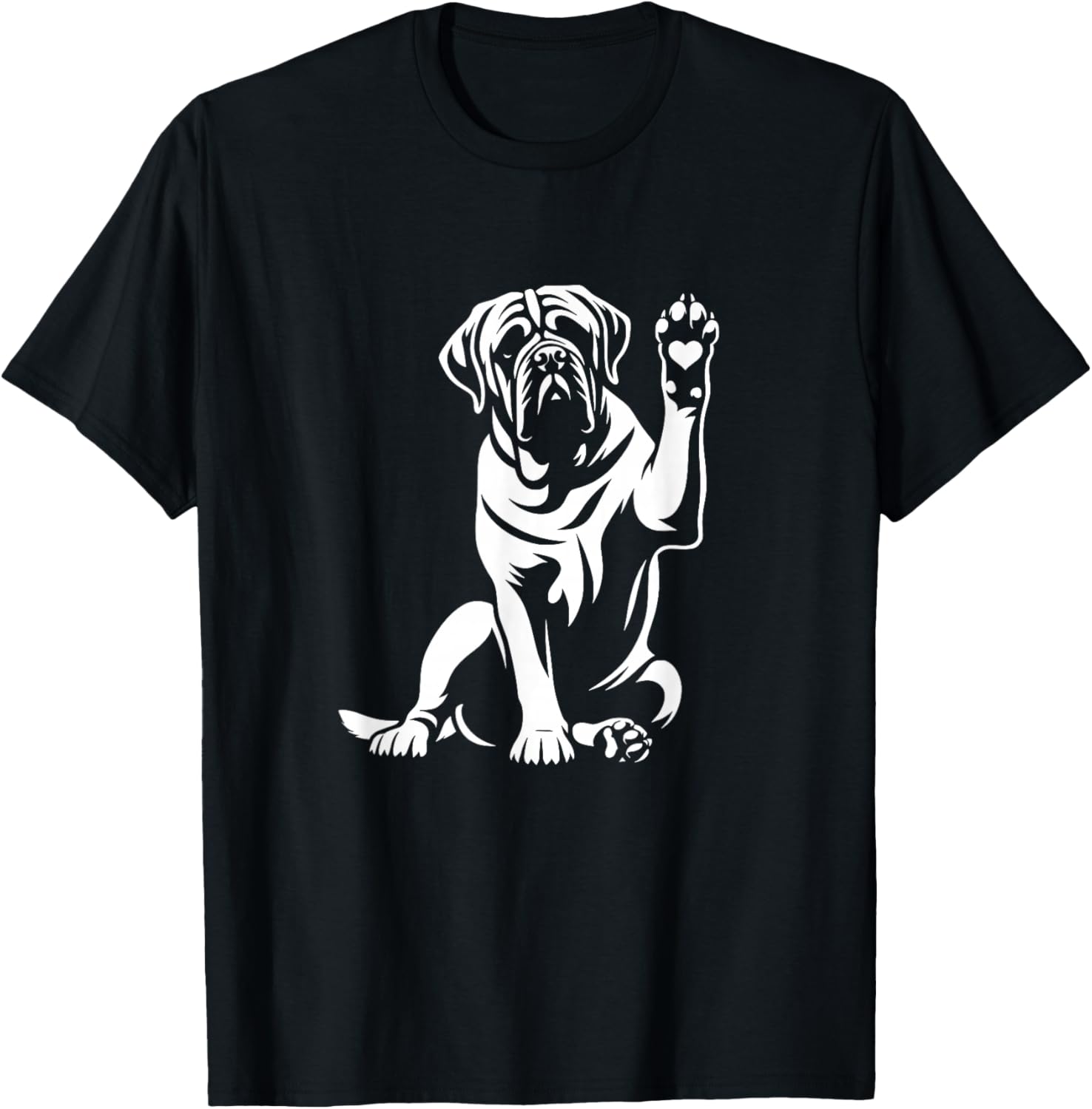 English Mastiff Love Dog Paw Heart Graphic Design T-Shirt - T-Shirt | Black