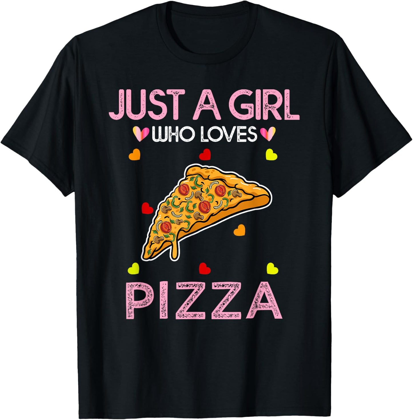 Just A Girl Who Loves Pizza Girl Kids Pizza T-Shirt - T-Shirt | Black