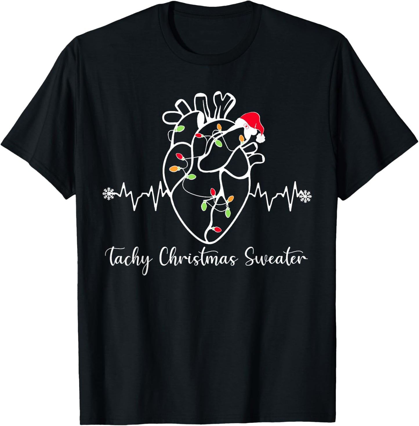 Tachy Christmas Sweater Anatomy Heart Cardiac Nurse Xmas T-Shirt - T-Shirt | Black