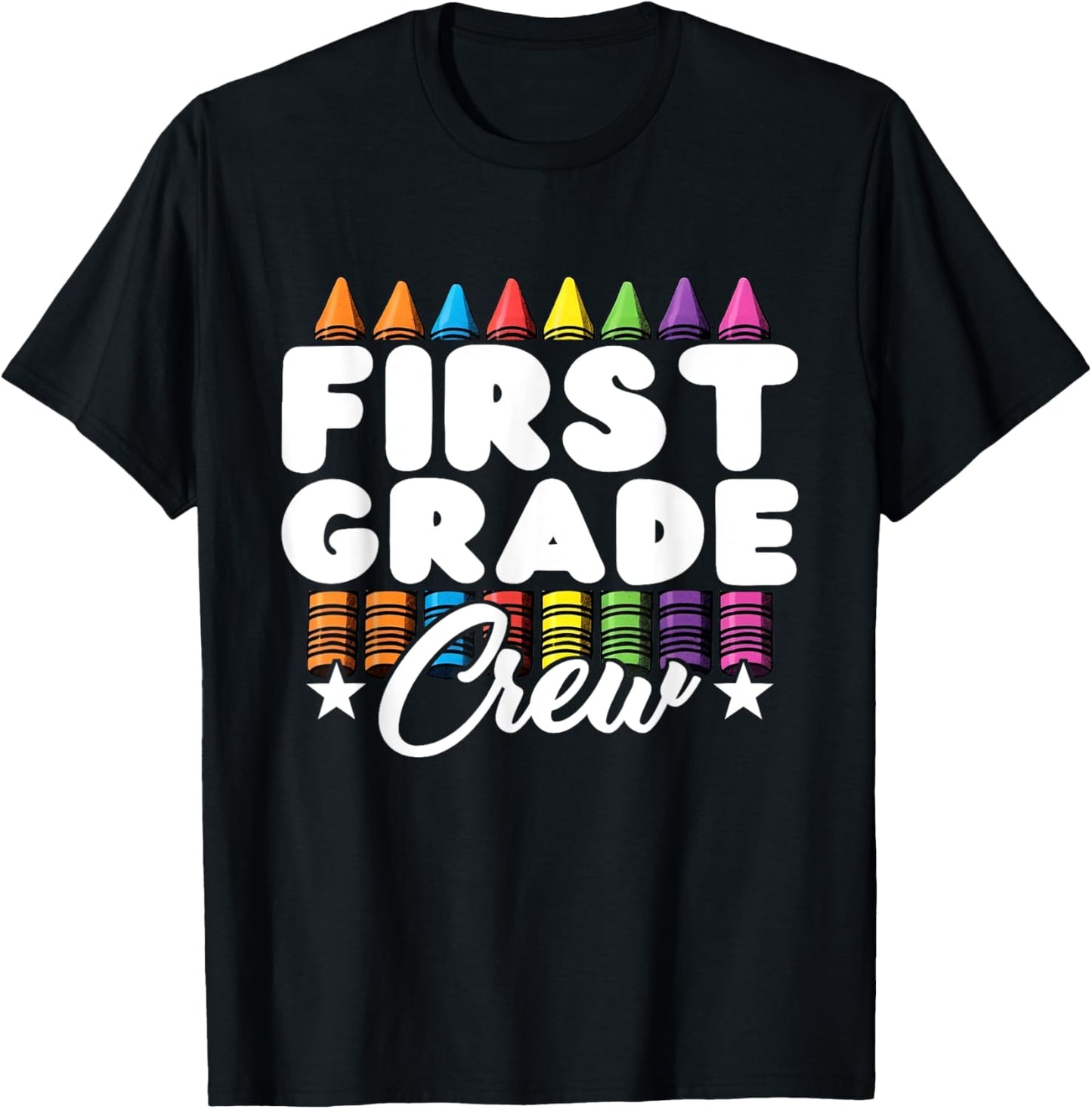 First Grade Crew Teacher Kids Team Back To School Squad T-Shirt - T-Shirt | Black