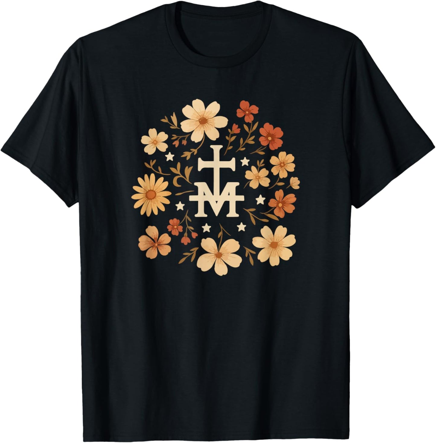 Marian Art Catholic Medal Cute Graphic T-Shirt - T-Shirt | Black