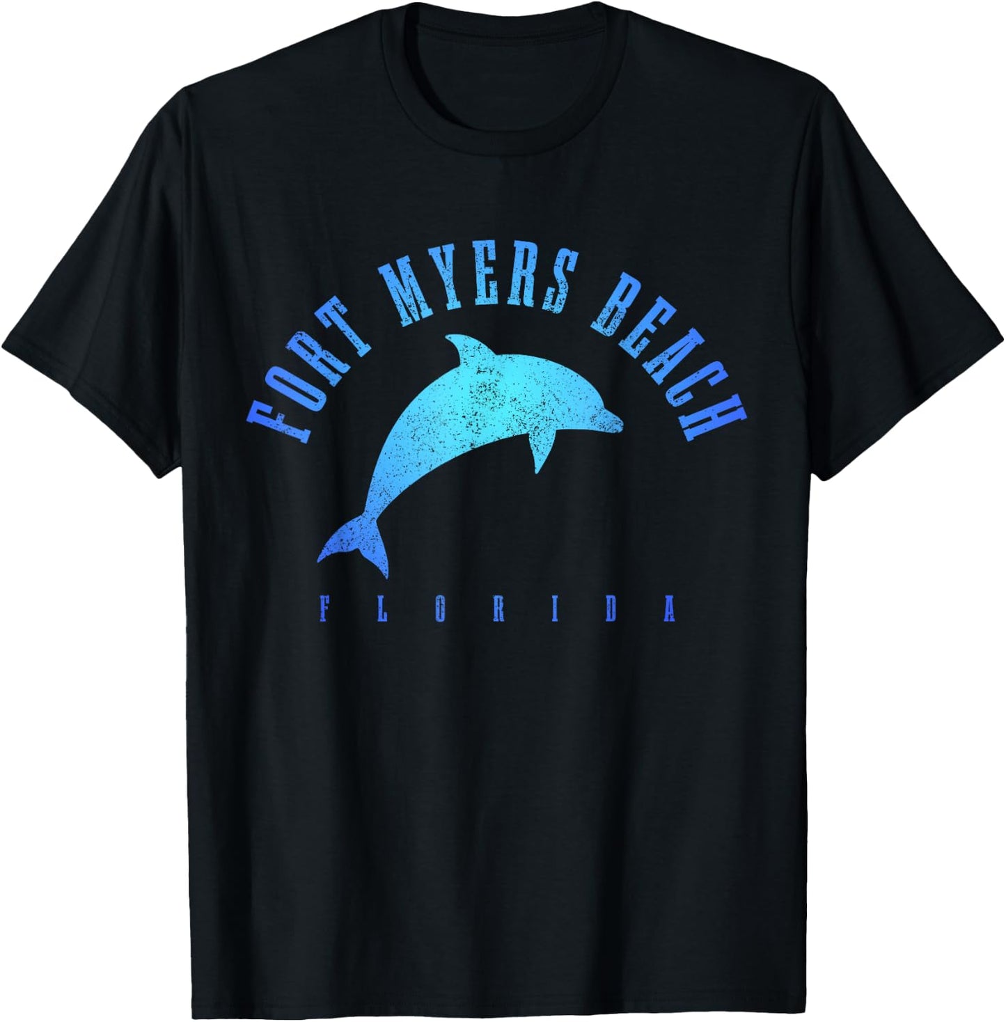 Fort Myers Beach Florida FL Vintage Dolphin Vacation T-Shirt - T-Shirt | Black