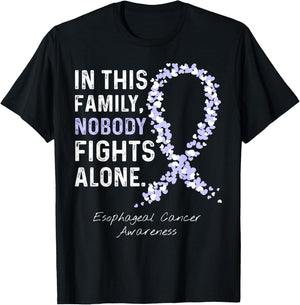 In This Family Nobody Fights Alone Esophageal Cancer T-Shirt - T-Shirt | Black