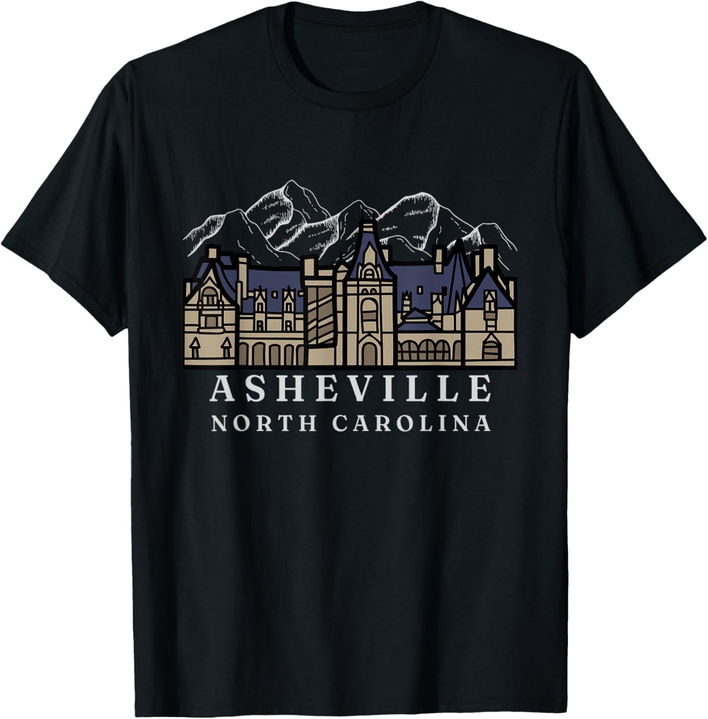 Mountains, North Carolina, Asheville, Biltmore. T-Shirt - T-Shirt | Black
