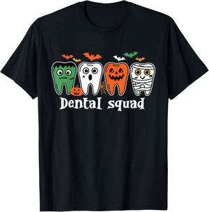 Funny Dental Spooky Squad Costume Denstist Halloween T-Shirt - T-Shirt | Black