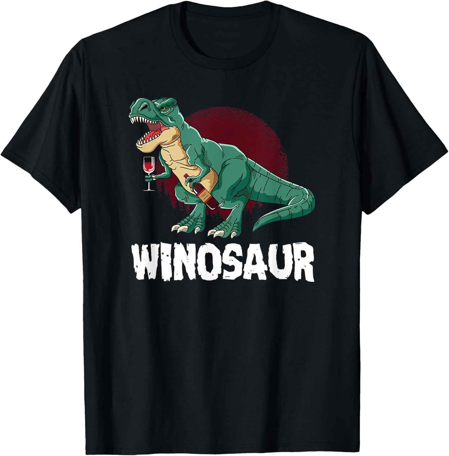 T-Rex Winosaur Wine Lover design Winosaurus T-Shirt - T-Shirt | Black