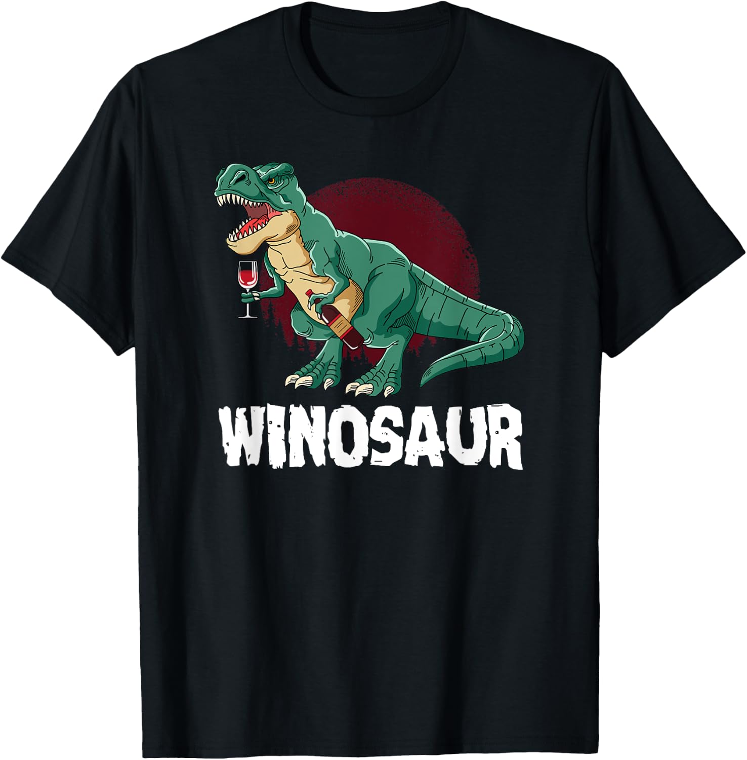 T-Rex Winosaur Wine Lover design Winosaurus T-Shirt - T-Shirt | Black