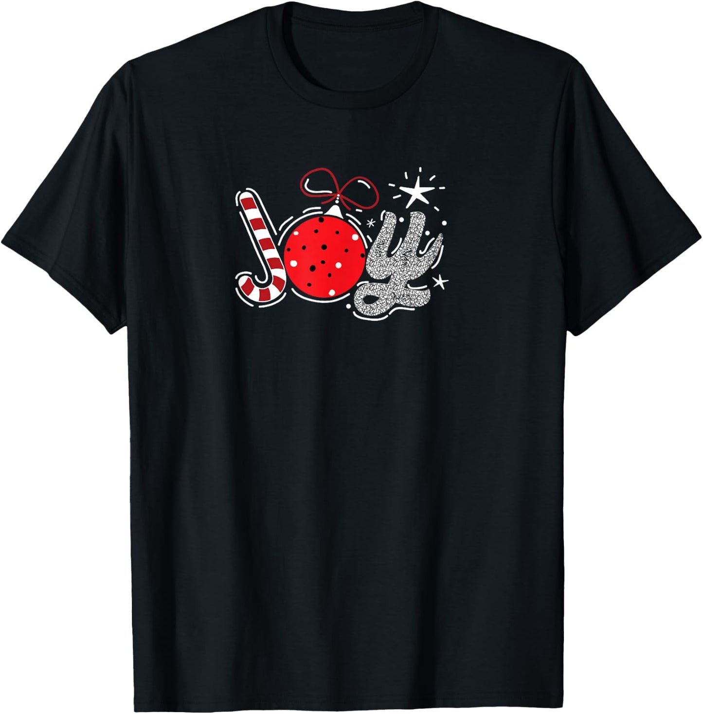 Joy candy cane Christmas ornament Xmas joy happiness T-Shirt - T-Shirt | Black