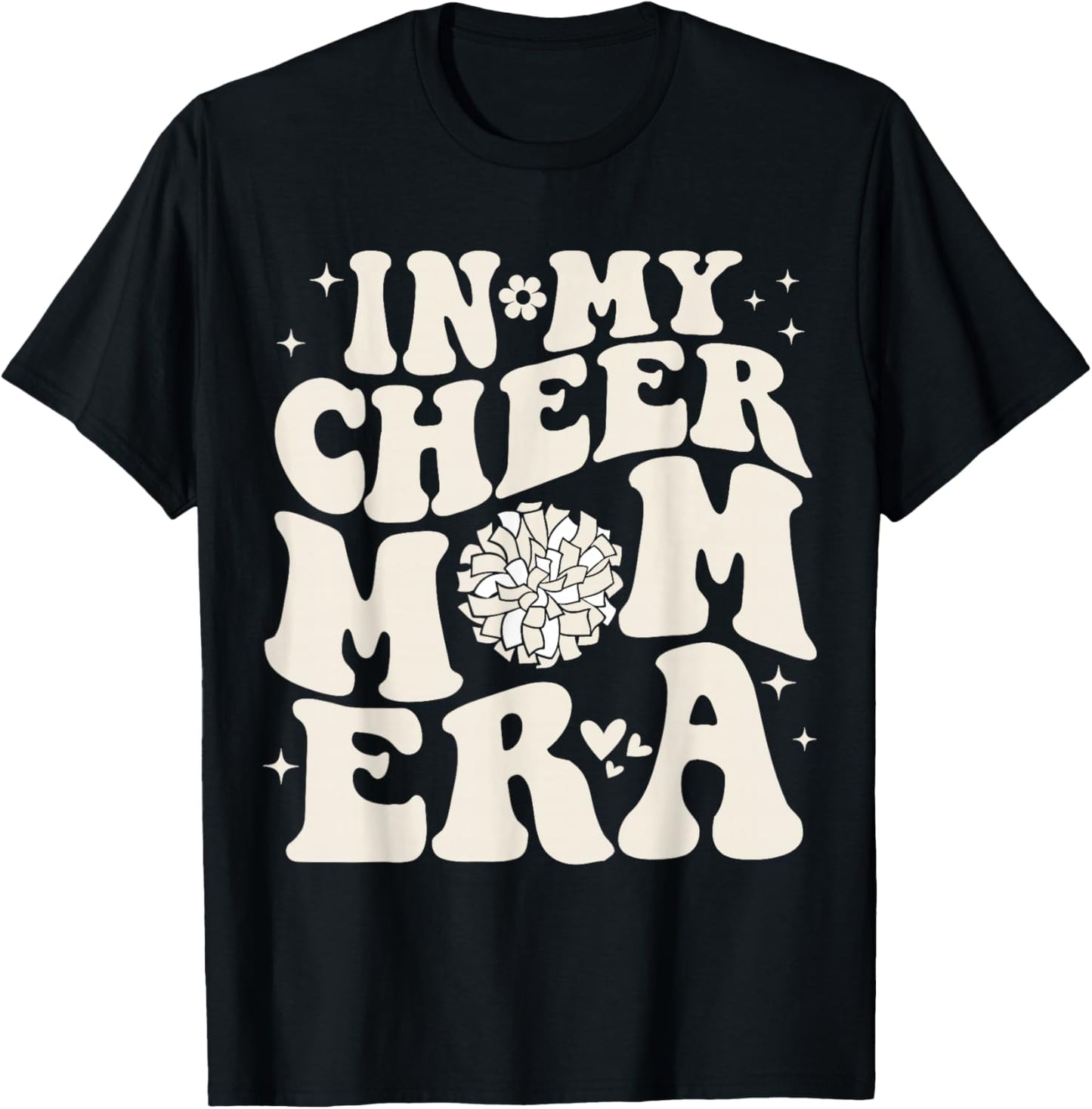 In My Cheer Mom Era Groovy Cheerleading Football Mom Women T-Shirt - T-Shirt | Black