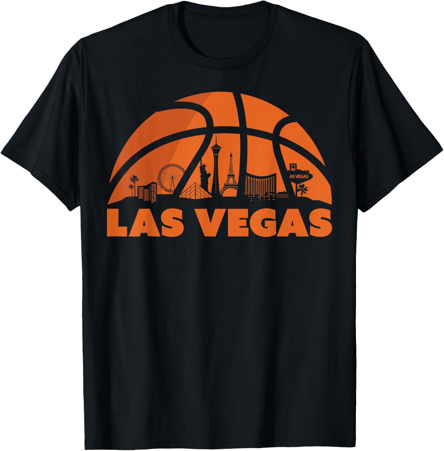 Las Vegas City Skyline Nevada Basketball Fan Jersey T-Shirt - T-Shirt | Black