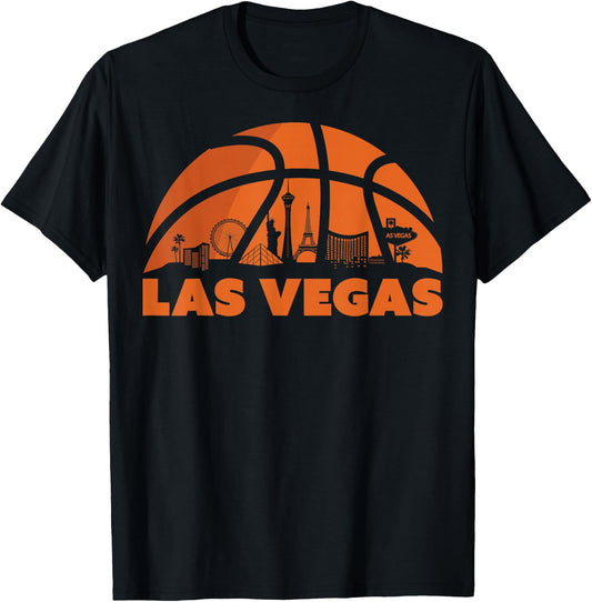 Las Vegas City Skyline Nevada Basketball Fan Jersey T-Shirt - T-Shirt | Black