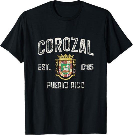 Corozal City In Puerto Rico Est 1795, Puerto Rico Armorial T-Shirt - T-Shirt | Black