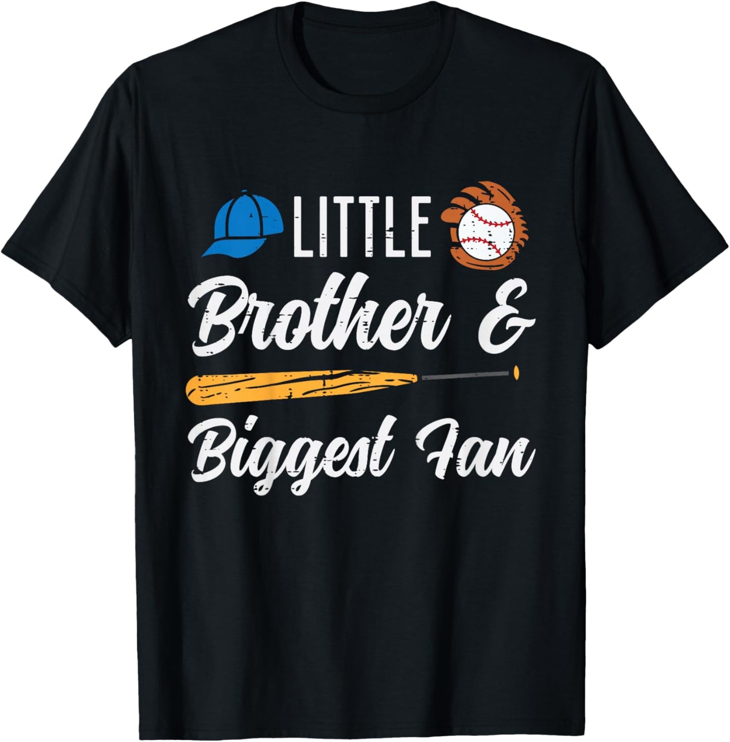 Kids Little Brother Biggest Fan Baseball Family Bro Kids Toddler T-Shirt - T-Shirt | Black